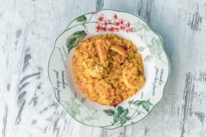 Arroz meloso valenciano con marisco tradicional.